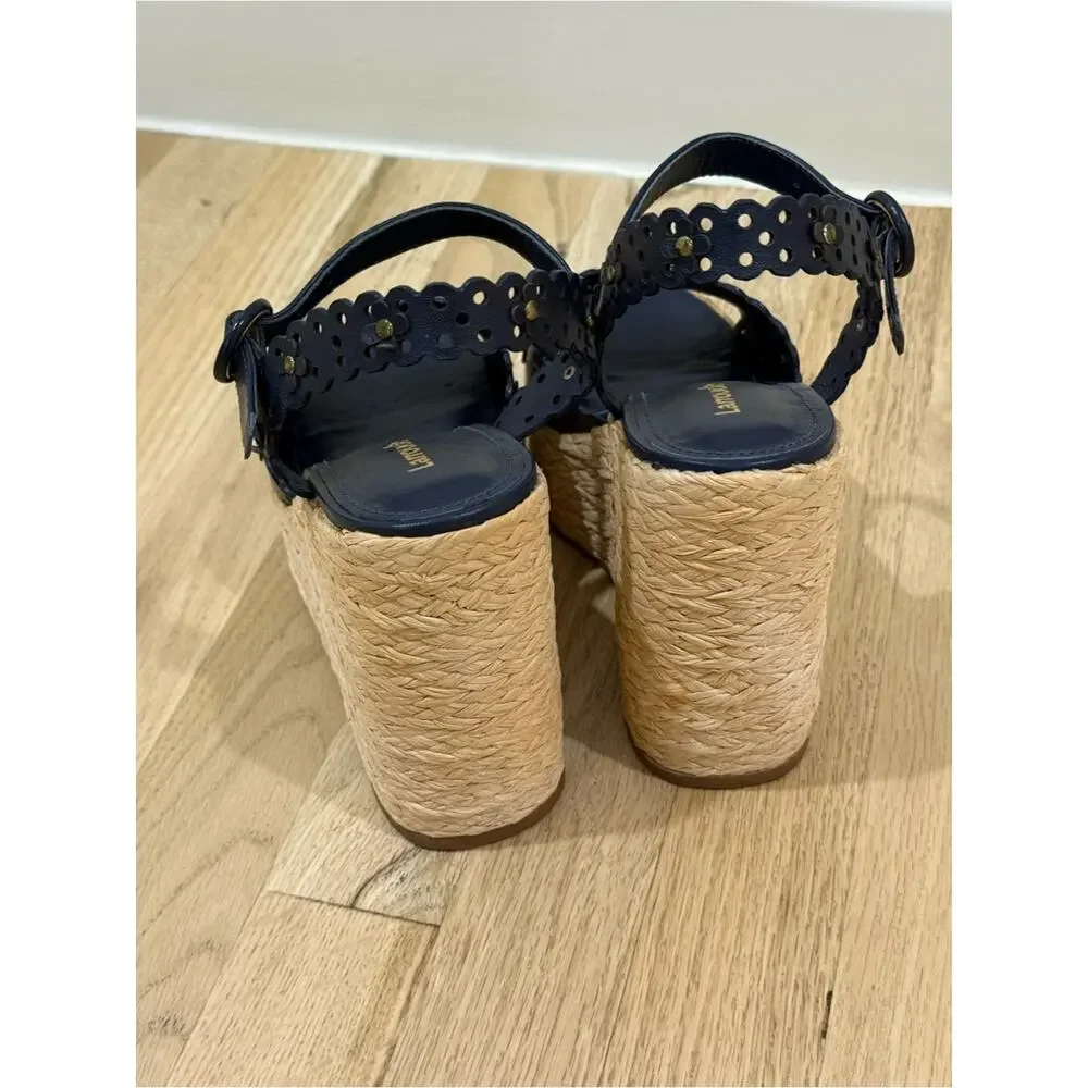 Larroude Jasmine Floral Espadrille Wedge Sandals